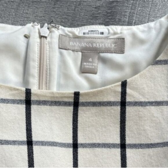 Banana Republic Blouse Womens 4 Beige Check Sleeveless Lined Zip Back Career Top - Picture 2 of 10